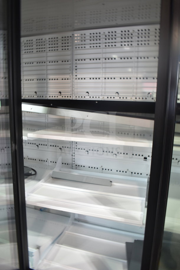 True TRM3M 3 Glass Door Merchandiser, black, LED lighting, commercial use, shelves, 208-240V, 1 Phase.