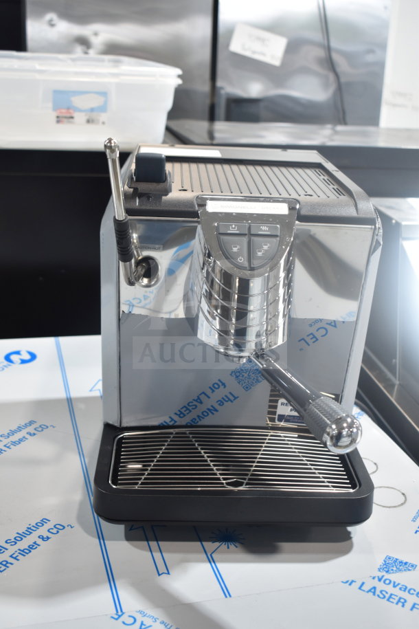 Brand new Nuova Simonelli OSCAR II AD espresso machine, stainless steel, 110-120V, single group, countertop model.