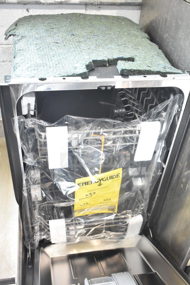 BRAND NEW Honeywell HDS18SS 18" Stainless Steel Undercounter Dishwasher, energy guide tag visible, 120 Volts, 1 Phase.
