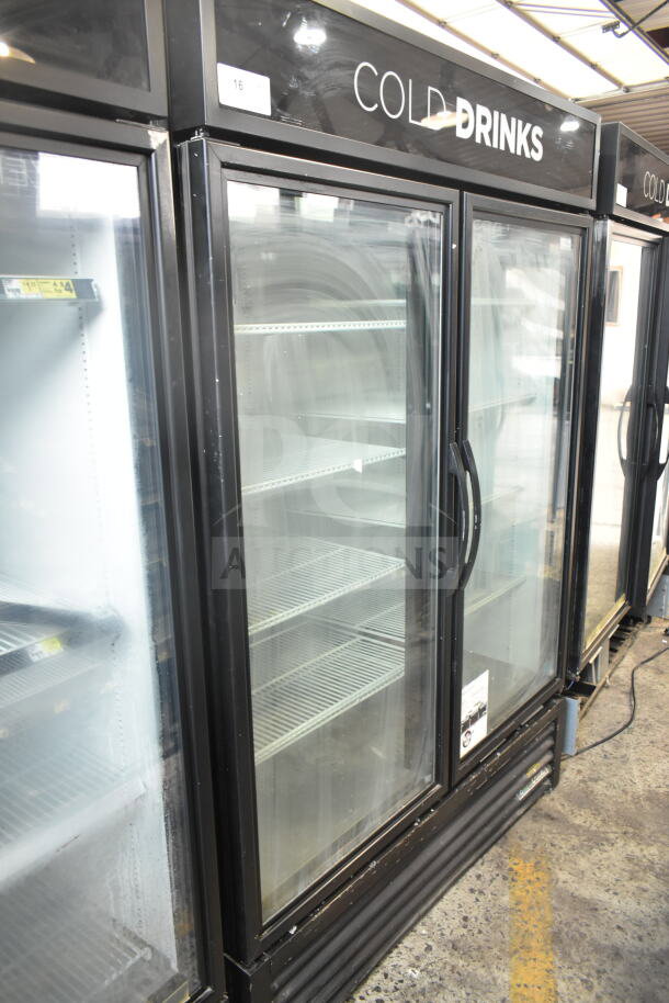 2019 True GDM-49-HC commercial cooler, two glass doors, 115V, tested, working, suitable for beverages.