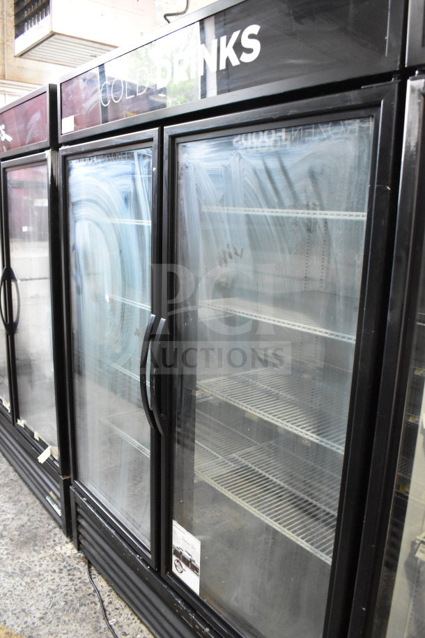 2019 True GDM-49-HC cooler merchandiser, 2-door, black frame, 115V, 1 phase, tested, working, spacious shelving.
