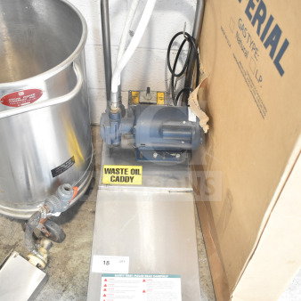 2024 Frontline 10SS-NA-WM Fryer Oil Transport Caddy, Stainless Steel, on Commercial Casters, "Waste Oil Caddy" label.