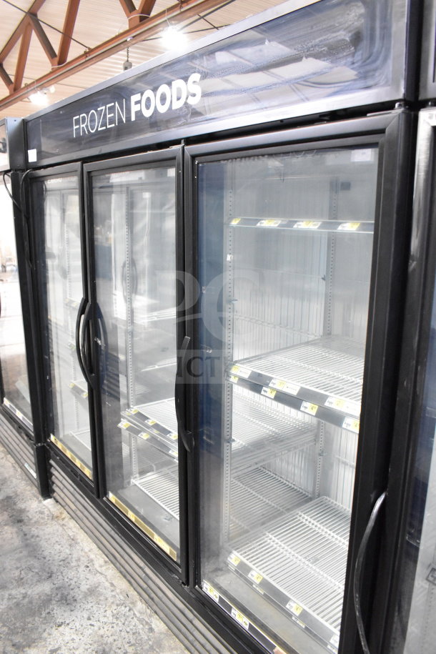 2018 True GDM-72F-HC commercial 3-door reach-in freezer merchandiser, glass doors, tested and working, 115/208-230V, 1 phase.