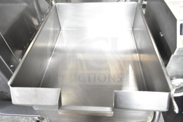 Cleveland commercial floor-style gas braising pan, stainless steel, 125,000 BTU, excellent condition, for high-capacity cooking.