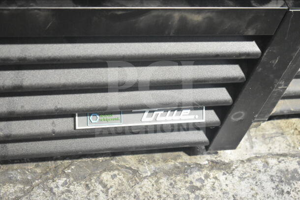 2018 True GDM-72-HC 3-Door Cooler Merchandiser, 115V, 1 Phase, tested, working, with "True" logo and natural refrigerant label.