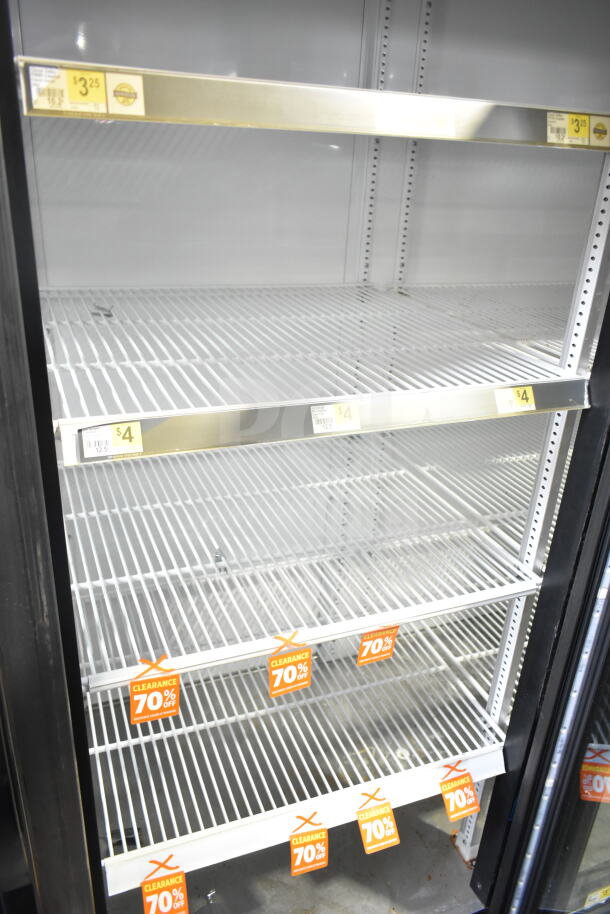 2018 True GDM-72-HC Commercial 3 Door Cooler Merchandiser, 115V, 1 Phase, tested and working, empty interior shelves visible.
