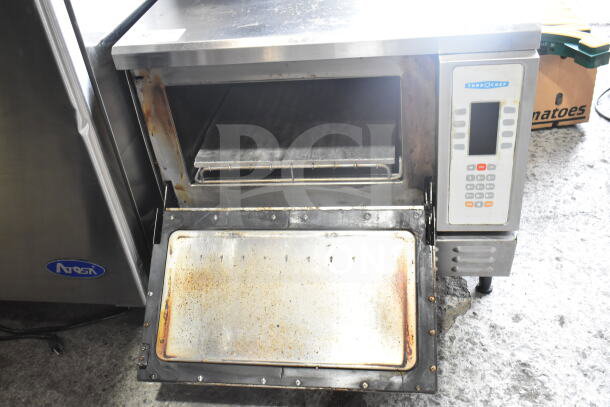 Turbochef NGC commercial countertop rapid cook oven, electric, 208/240V, 1 phase, visible wear, open door, control panel.