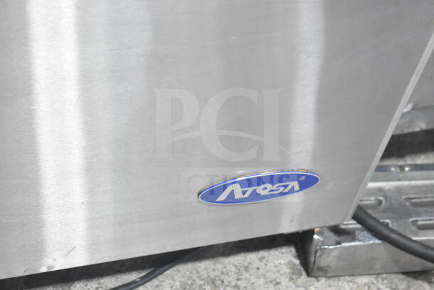 2020 Atosa MGF8401GR undercounter cooler, single door, stainless steel, 115V, 1 phase, Atosa logo visible.