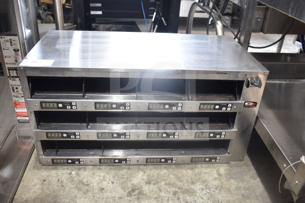 Carter Hoffmann M343S-DD commercial countertop holding bin, 120V, 1 phase, with digital controls and multiple compartments.