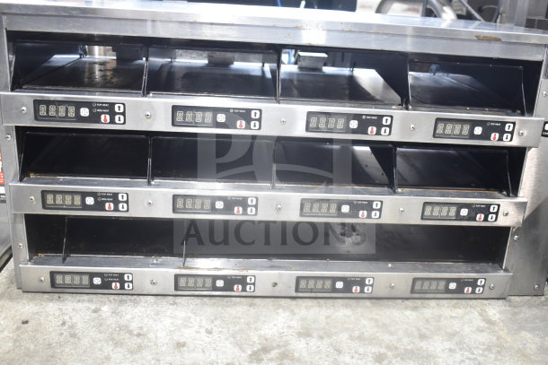 Carter Hoffmann M343S-DD holding bin, stainless steel, digital controls, 5 compartments, 120V, used condition.