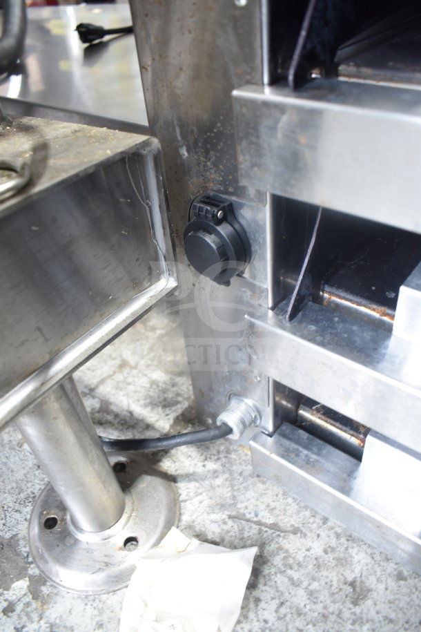 Carter Hoffmann M343S-DD Commercial Holding Bin, stainless steel, 120V, showing power connections and metal casing.