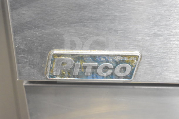 Pitco Frialator stainless steel commercial deep fat fryer, natural gas, 110,000 BTU, logo plate visible.