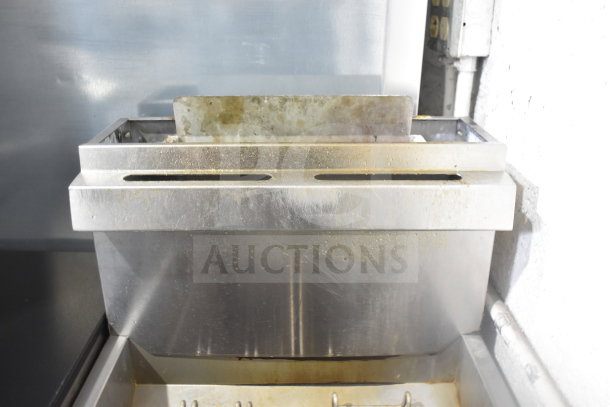 Cook Rite ATFS-40 commercial gas fryer, stainless steel, used condition, slight grease residue visible.