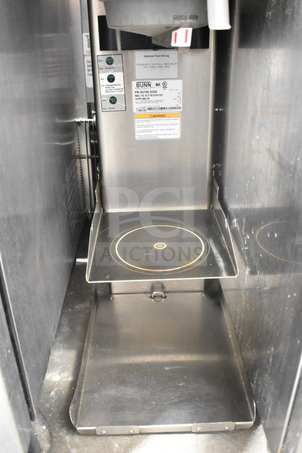 Bunn ITCB-DV Commercial Countertop Iced Tea Machine, 120 Volts, 1 Phase, stainless steel, optional field wiring labels visible.