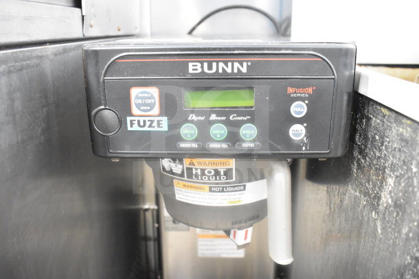 Bunn ITCB-DV Commercial Countertop Iced Tea Machine, 120V, 1 Phase. Features digital brewer controls and hot liquid warnings.