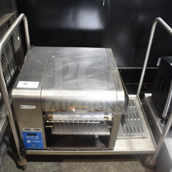 AJ Antunes commercial countertop bun toaster, stainless steel, visible control labels, used condition.