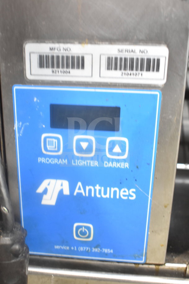 AJ Antunes Commercial Countertop Bun Toaster, with program control panel, buttons for lighter/darker settings, good condition.