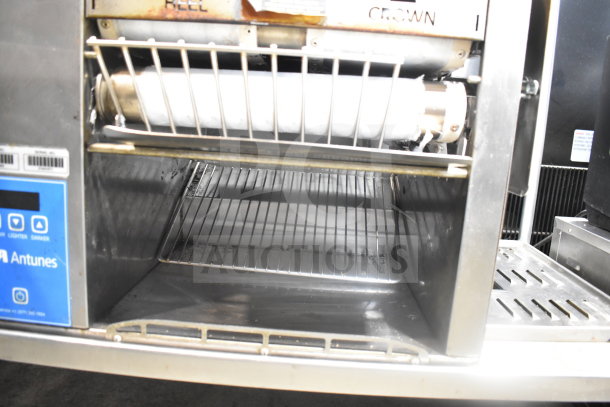 AJ Antunes Commercial Countertop Bun Toaster, shows interior rack and controls; gently used condition.