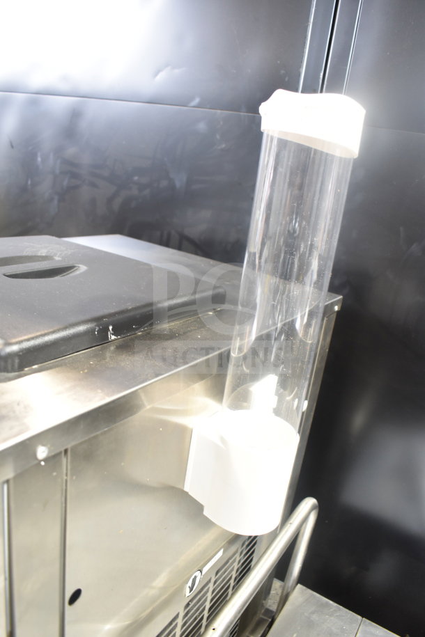 Vevor BOL-7220T 2 Flavor w/ Twist soft serve machine on stand; stainless steel exterior, visible wear.