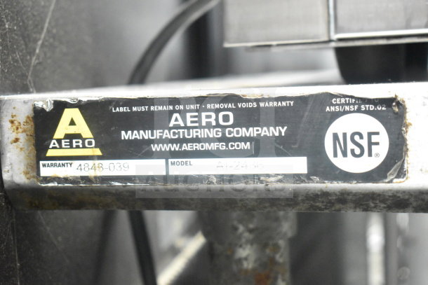 Vevor BOL-7220T ice cream machine with two flavor twist, on Aero equipment stand. Label shows NSF certification.