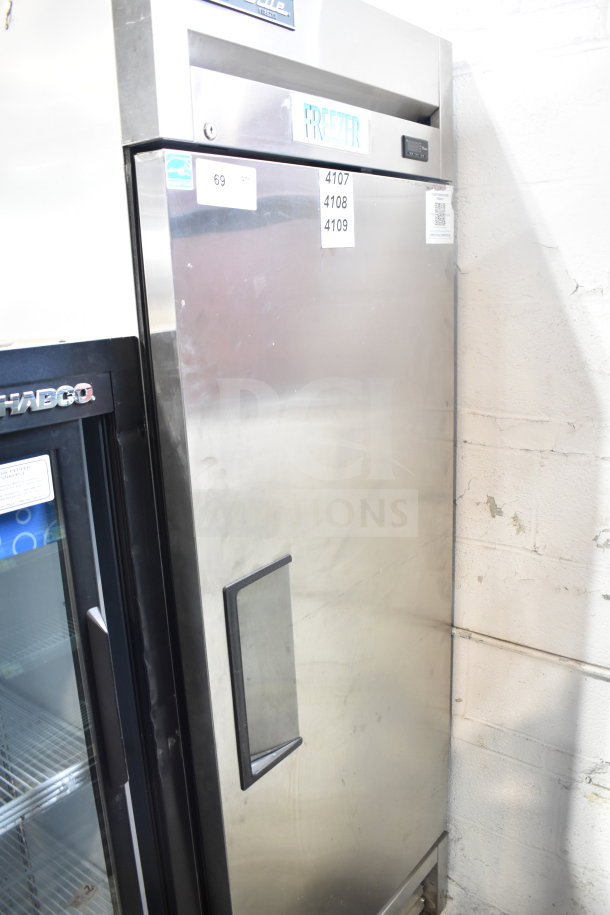 2022 True T-19F-HC Commercial Single Door Freezer, stainless steel, on casters, 115V, good condition, model T-19F-HC.