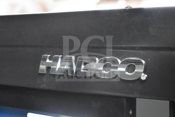 Habco ESM14SL60C commercial two-door reach-in cooler, black exterior with chrome logo, 115 volts, 1 phase.