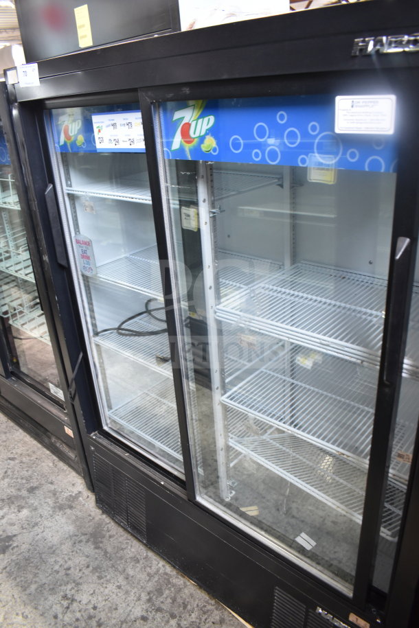 Habco ESM14SL60C 2-door reach-in cooler, commercial-grade, branded shelving, 115V, excellent condition.