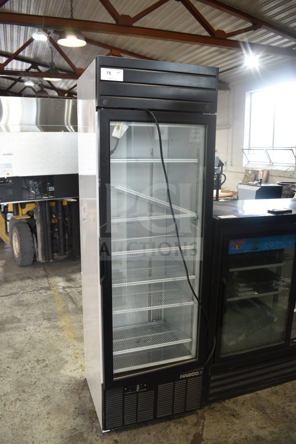 2019 Habco SE18 Commercial Single Door Reach In Cooler; features glass door, multiple shelves, 115 volts, 1 phase.