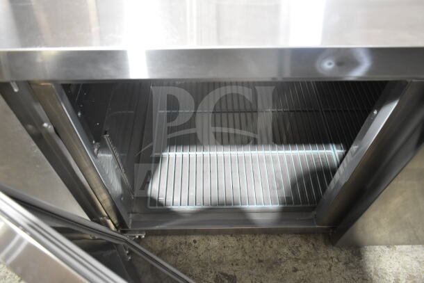 Brand new 2025 Avantco 178SSUD3R 3-door undercounter cooler, 115 volts, 1 phase, commercial use, interior view.