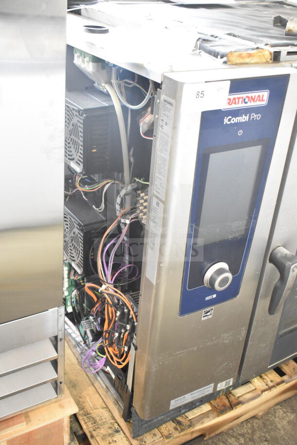 2020 Rational LM100EE.AXXXX Commercial Combi Convection Oven, open panel showing wiring, digital display, used condition.
