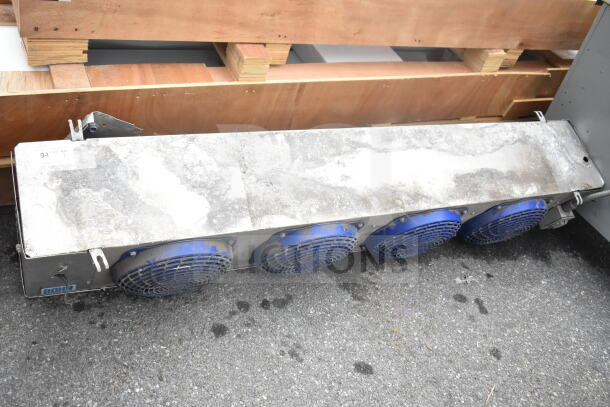 Bohn ADT208AK evaporator fan, 115 volts, 1 phase, four blue fan units, metal casing, moderate wear.
