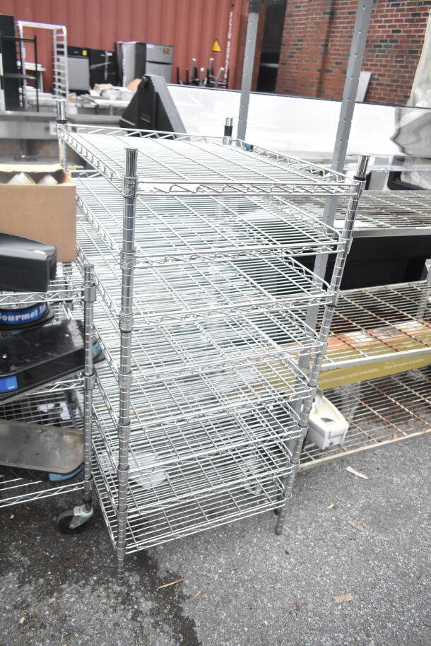 Chrome finish 8 tier wire shelving unit. Buyer must dismantle. Consider freight charges.