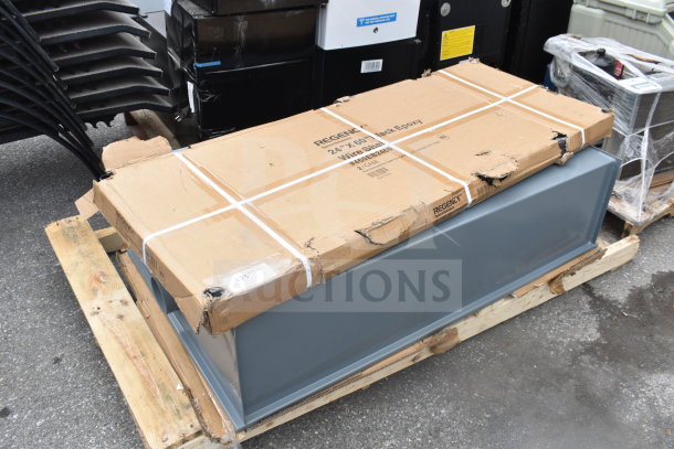 Regency 460EB2460 24" x 60" NSF black epoxy wire shelf in new condition, with box showing scratches and dents.