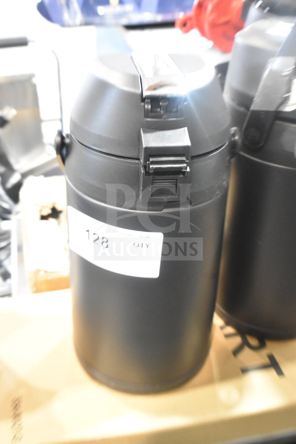 Three brand new black Air Pots, labeled with "128 QTY", showing minor scratches and dents.