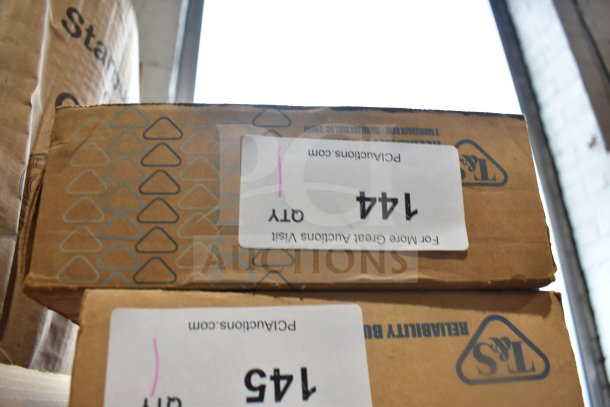 BRAND NEW T&S B-0512 concealed mixing faucet, wall mount, 3/8" NPT inlets/outlet, 4-arm handles, in box with slight dent.