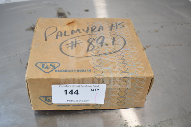 BRAND NEW T&S B-0512 3" concealed mixing faucet, wall mount, 3/8" NPT inlets & outlet, 4-arm handles, box marked "PALMYRA HS #89.1".