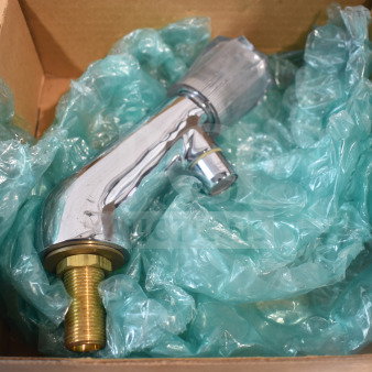 Brand new T&S B-0840 deck mount sill faucet in box, slight scratch and dent, chrome finish, bubble wrap padding.