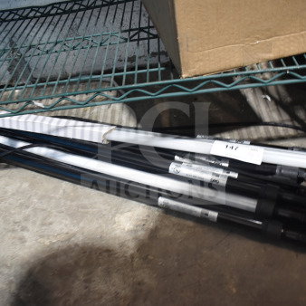 7 G&G VPX4-40K-277V lights bundled together, new condition, on wire shelf with visible model labels.