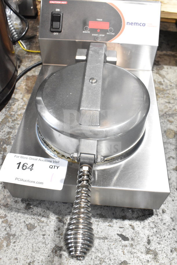 Nemco 7030A Commercial Waffle Maker, 120 Volts, 1 Phase, stainless steel, countertop model, in good condition.