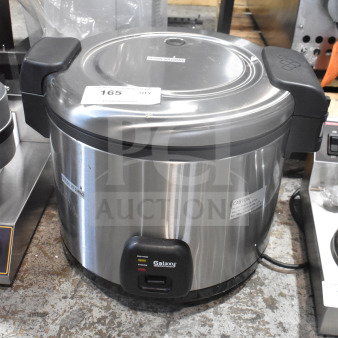 BRAND NEW 2024 Galaxy 177RCSG60 Electric Rice Cooker/Warmer. Stainless steel, 120 Volts, 1 Phase, with minor scratches.