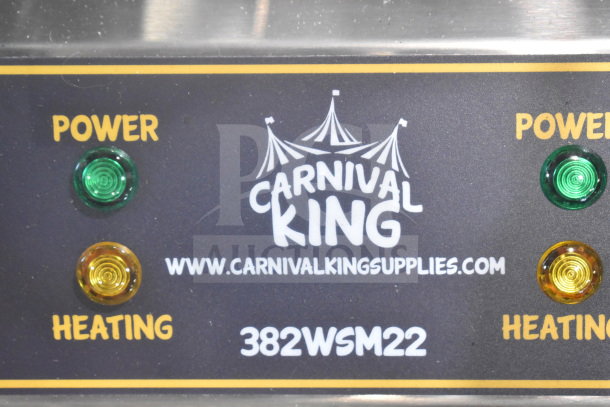 Carnival King 382WSM22 Double Waffle Maker, timers, non-stick, 120V, 1 phase, scratch and dent, brand new condition.