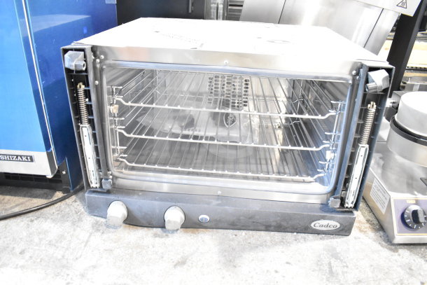 Cadco OV-013 XAF013-US convection oven, missing door, 120 volts, 1 phase, three shelves, commercial countertop model.