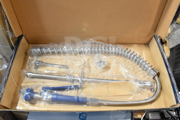 BRAND NEW SCRATCH AND DENT! 750PRAXF Waterloo 1.15 GPM pre-rinse assembly with riser, hose, spray valve in original packaging.