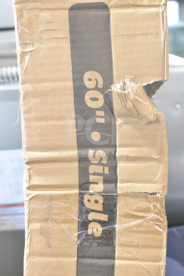 BRAND NEW ServIt 60" Lighted Strip Warmer, 1,750W, single toggle, scratched/dented box showing "60'' single" label.