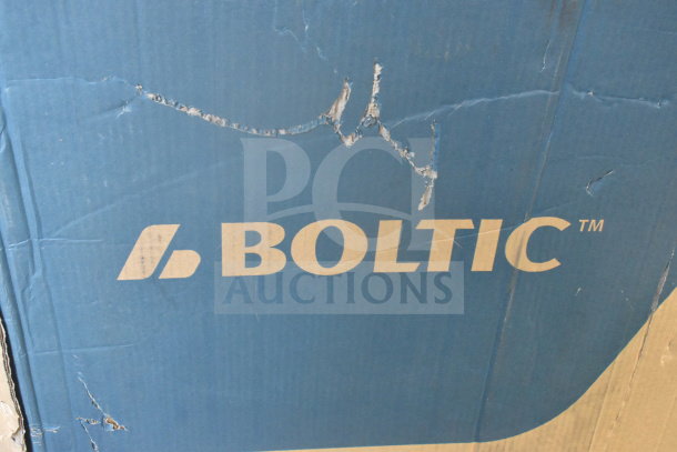 Boltic 73AVF30WLFO 30" wall-mounted oscillating fan box, brand new, scratch and dent visible on packaging.