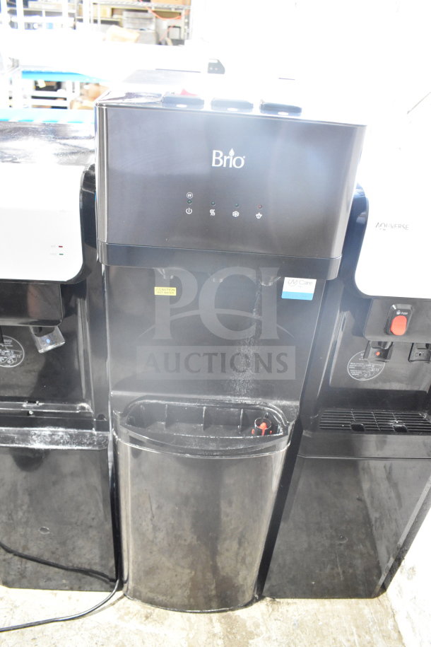 Brio CLPOU520UVF2BLK Floor Water Purifier, 110-120V, black, features UV purification, used condition, with caution and care labels.