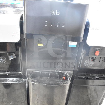 Brio CLPOU520UVF2BLK Floor Water Purifier, 110-120V, black, features UV purification, used condition, with caution and care labels.