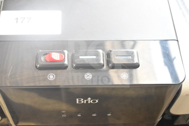 Brio CLPOU520UVF2BLK Floor Water Purifier, black, 110-120V, 1 phase, visible buttons and indicators, sleek design.