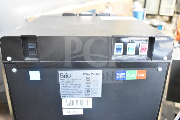 Brio CLPOU520UVF2BLK floor water purifier, black, with hot, cold, and night light switches, 110-120V, UL certified.