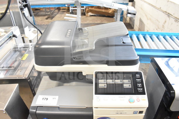 Konica Minolta Bizhub C3350 floor style scanner copier printer with touchscreen display, excellent condition, item 179 label.